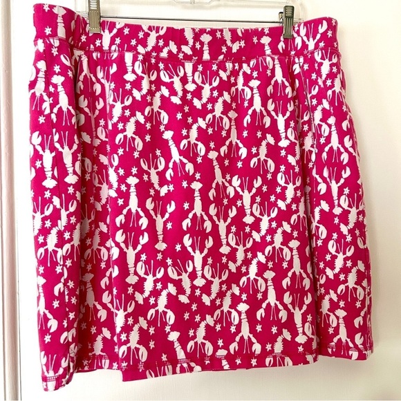 T by Talbots Skort Lobster Print Pink White Pull On Stretch plus size 2XP - Picture 4 of 13